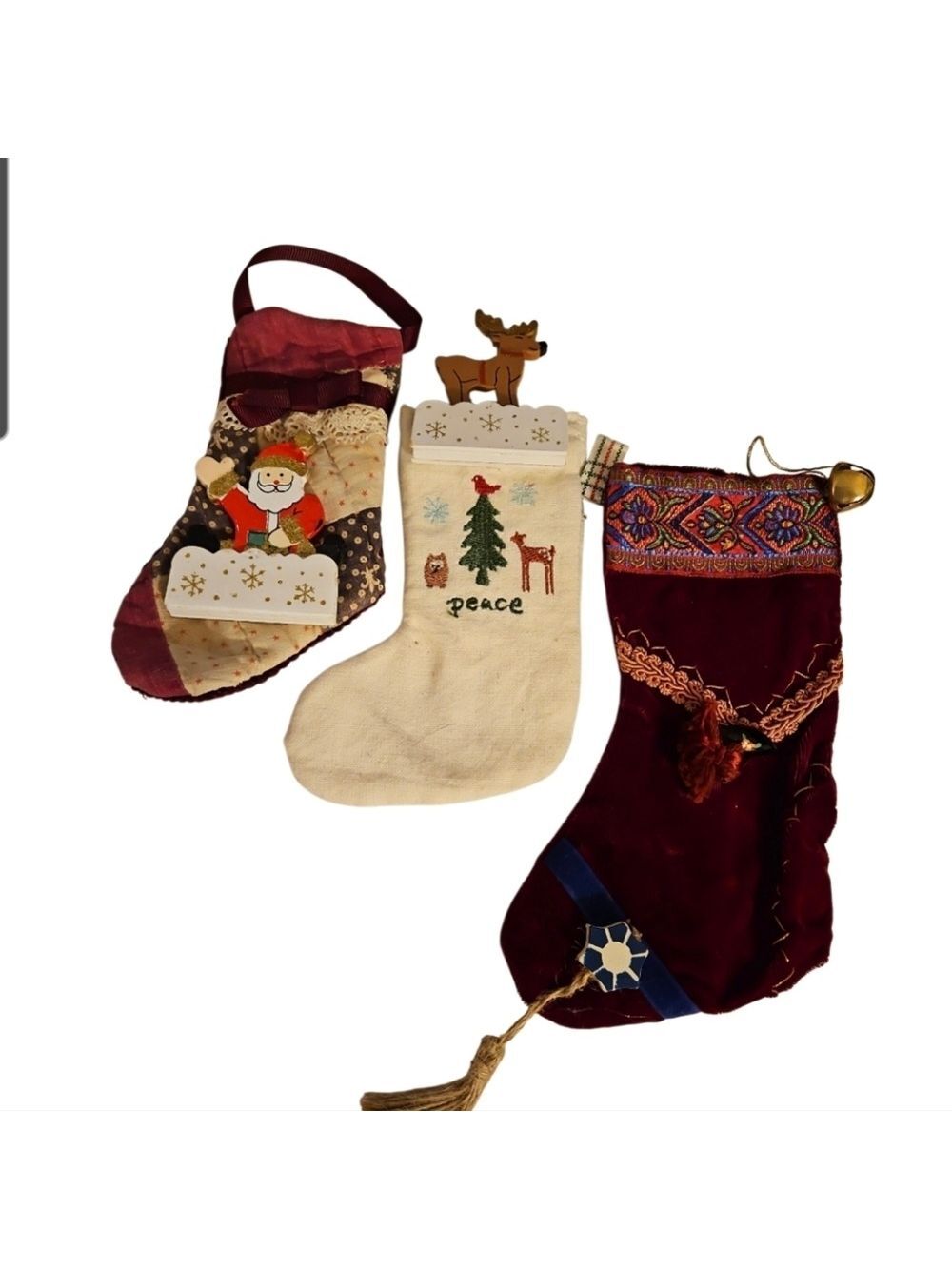 Holiday Stocking Bundle of 3 Handmade Upcycled One-of-a-kind Christmas gifts